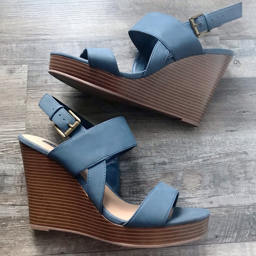 💕Blue Wedge Sandals